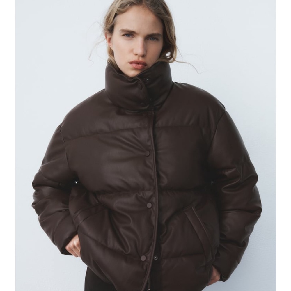 Zara Faux Leather Padded Jacket